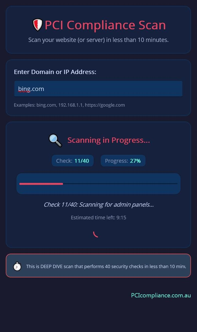 PCIScan Windows app showing a scan in progress